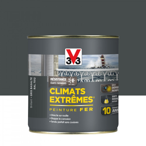 Peinture fer extérieur Climats extrêmes® V33 gris basalte brillant 0.5 l - V33