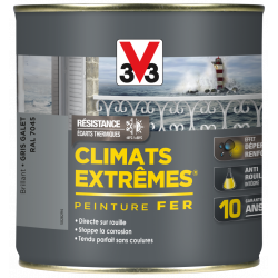 Peinture fer extérieur Climats extrêmes® V33 gris galet brillant 0.5 l - V33