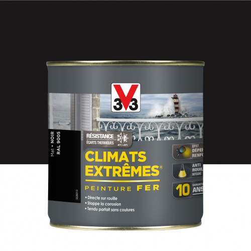 Peinture fer extérieur Climats extrêmes® V33 noir mat 0.5 l - V33