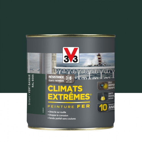 Peinture fer extérieur Climats extrêmes® V33 vert basque brillant 0.5 l - V33