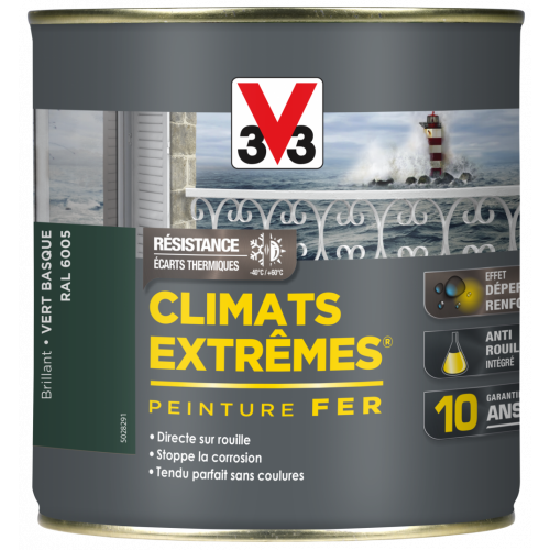 Peinture fer extérieur Climats extrêmes® V33 vert basque brillant 0.5 l - V33