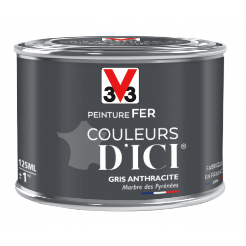 Peinture fer extérieur Couleurs d'ici® V33 gris anthracite velours 0.125 l - V33