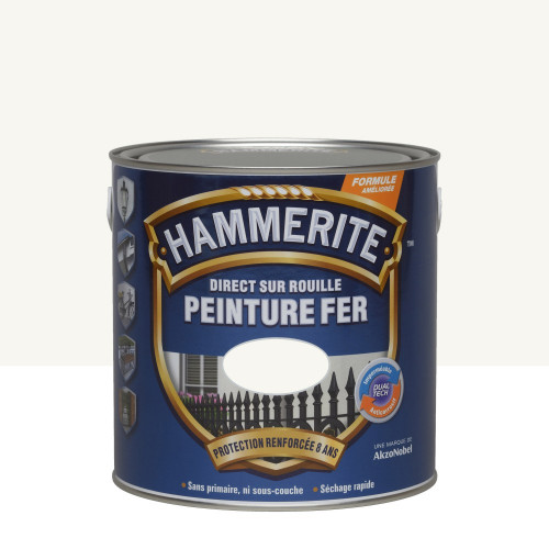 Peinture fer extérieur Direct sur rouille HAMMERITE blanc brillant 2.5 l - HAMMERITE