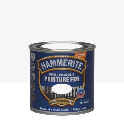 Peinture fer extérieur Direct sur rouille HAMMERITE blanc martelé 0.25 l - HAMMERITE