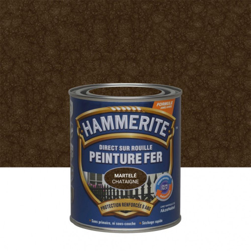 Peinture fer extérieur Direct sur rouille HAMMERITE châtaigne martelé 0.75 l - HAMMERITE