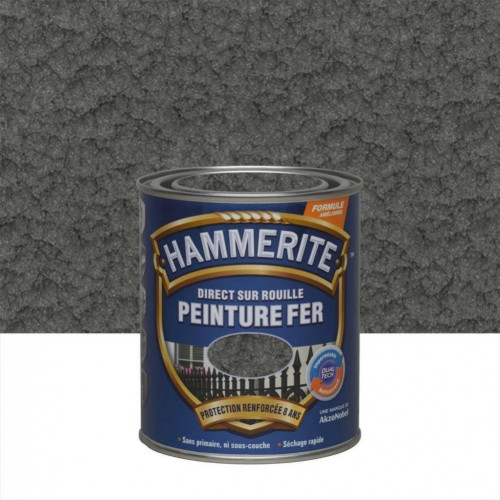 Peinture fer extérieur Direct sur rouille HAMMERITE gris ardoise martelé 0.25 l - HAMMERITE