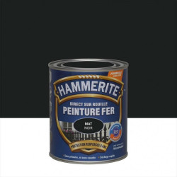 Peinture fer extérieur Direct sur rouille HAMMERITE noir ferronnerie mat 0.75 l de marque HAMMERITE, référence: B6001300