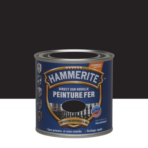 Peinture fer extérieur Direct sur rouille HAMMERITE noir martelé 0.25 l - HAMMERITE