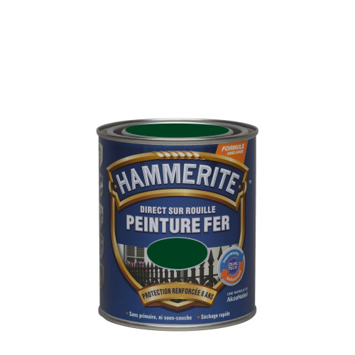 Peinture fer extérieur Direct sur rouille HAMMERITE vert buisson brillant 0.75 l - HAMMERITE