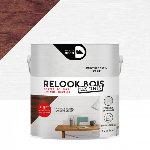 Peinture intérieure Relook bois MAISON DECO, craie satiné, 2 l - MAISON DECO