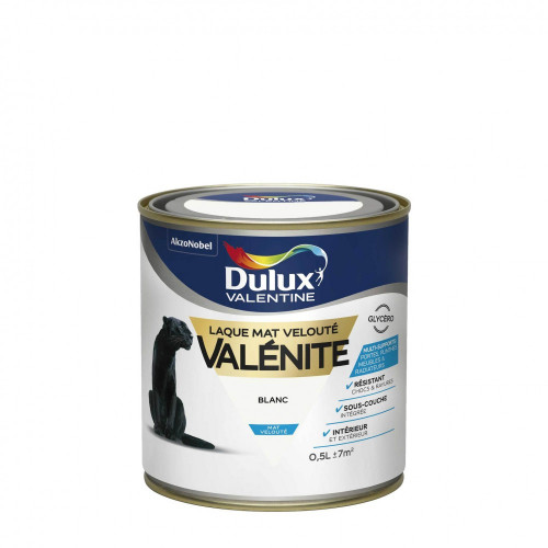Peinture laque boiserie Valénite blanc mat 0,5 L - DULUX VALENTINE - DULUX VALENTINE