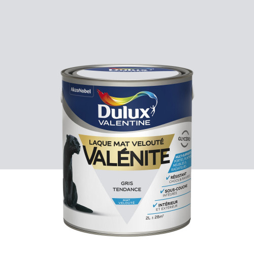 Peinture laque boiserie Valénite gris tendance mat 2 L - DULUX VALENTINE - DULUX VALENTINE