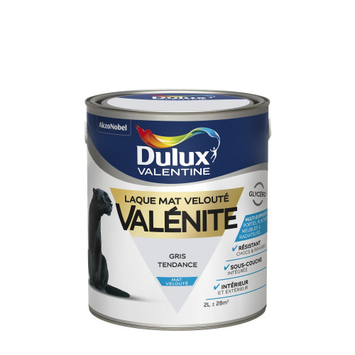 Peinture laque boiserie Valénite gris tendance mat 2 L - DULUX VALENTINE - DULUX VALENTINE