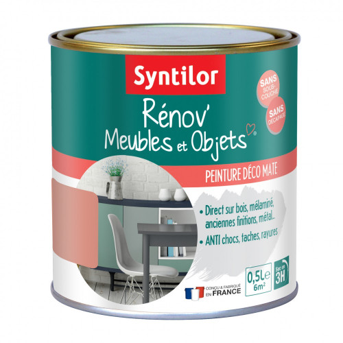 Peinture meuble et boiserie Rénov' SYNTILOR rose blush mat 0.5 l - SYNTILOR