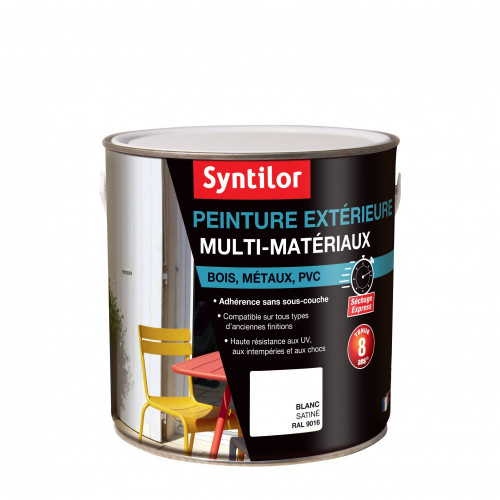 Peinture multimatériau extérieur SYNTILOR blanc satiné 2 l - SYNTILOR