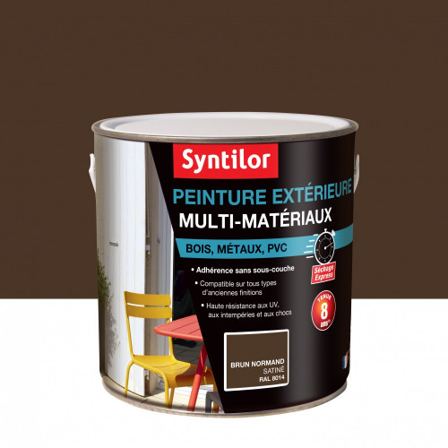Peinture multimatériau extérieur SYNTILOR brun normand satiné 2 l - SYNTILOR