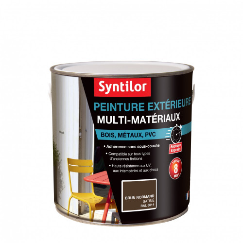 Peinture multimatériau extérieur SYNTILOR brun normand satiné 2 l - SYNTILOR
