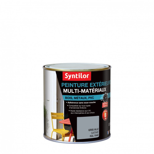 Peinture multimatériau extérieur SYNTILOR gris alu satiné 0.5 l - SYNTILOR