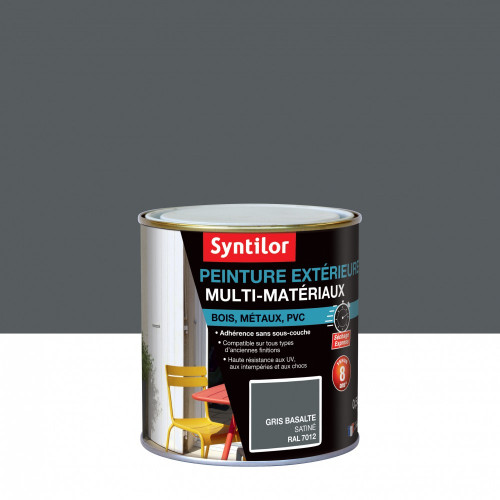 Peinture multimatériau extérieur SYNTILOR gris basalte satiné 0.5 l - SYNTILOR