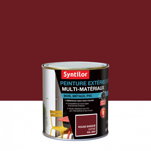 Peinture multimatériau extérieur SYNTILOR rouge basque satiné 0.5 l - SYNTILOR