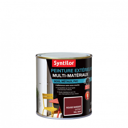 Peinture multimatériau extérieur SYNTILOR rouge basque satiné 0.5 l - SYNTILOR