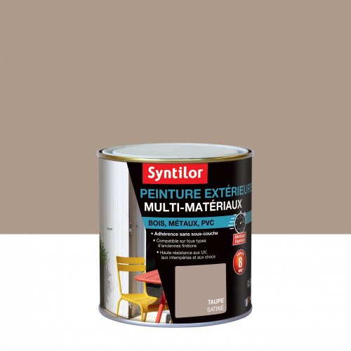 Peinture multimatériau extérieur SYNTILOR taupe satiné 0.5 l - SYNTILOR