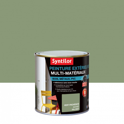 Peinture multimatériau extérieur SYNTILOR vert provence satiné 0.5 l - SYNTILOR