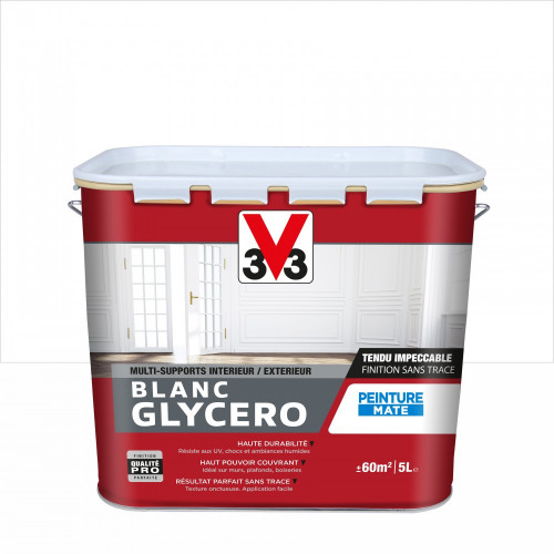 Peinture multisupport V33 Glycéro blanc mat, 5 l - V33