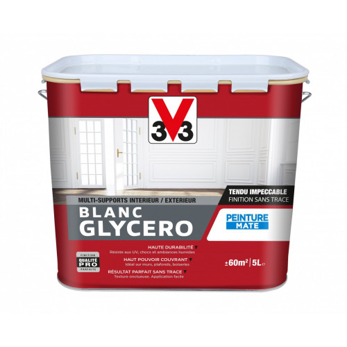 Peinture multisupport V33 Glycéro blanc mat, 5 l - V33