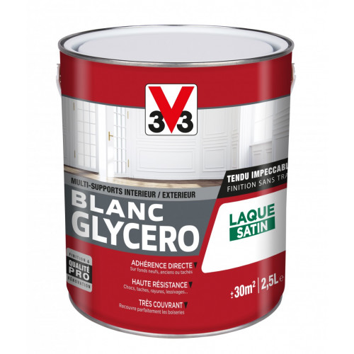 Peinture multisupport V33 Glycéro blanc satiné, 2.5 l - V33