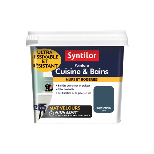 Peinture mur Cuisine et bains SYNTILOR bleu canard mat 0.75 l - SYNTILOR