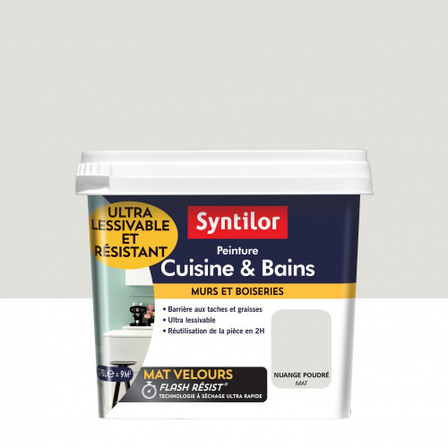 Peinture mur Cuisine et bains SYNTILOR nuage poudré mat 0.75 l - SYNTILOR