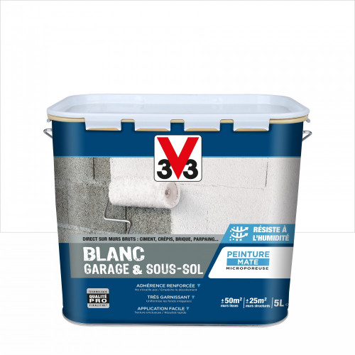 Peinture mur V33 Garage&sous-sol blanc mat, 5 l - V33