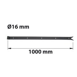 Penture à queue de carpe D16 40X5 L1000 mm acier noir pré-peint de marque AFBAT, référence: B6038400