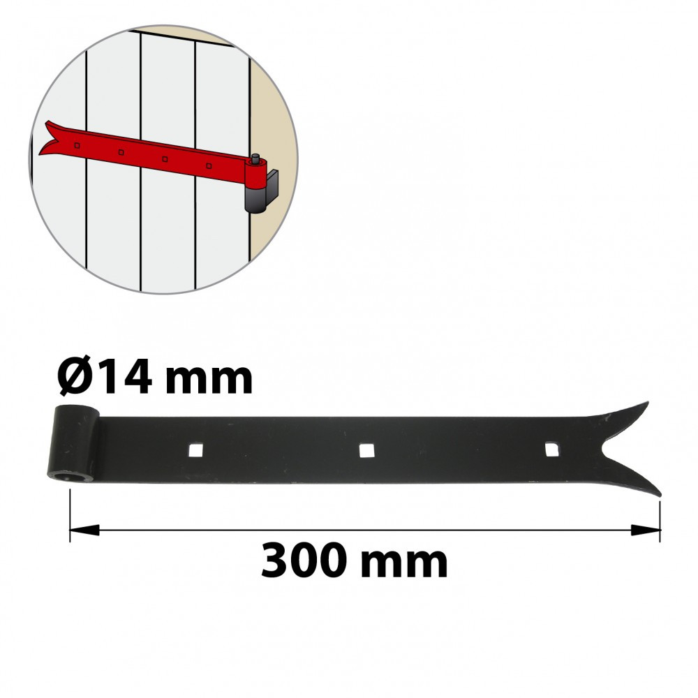 Penture bout queue de carpe acier Afbat Ø14 x .300 mm droite - vue 3