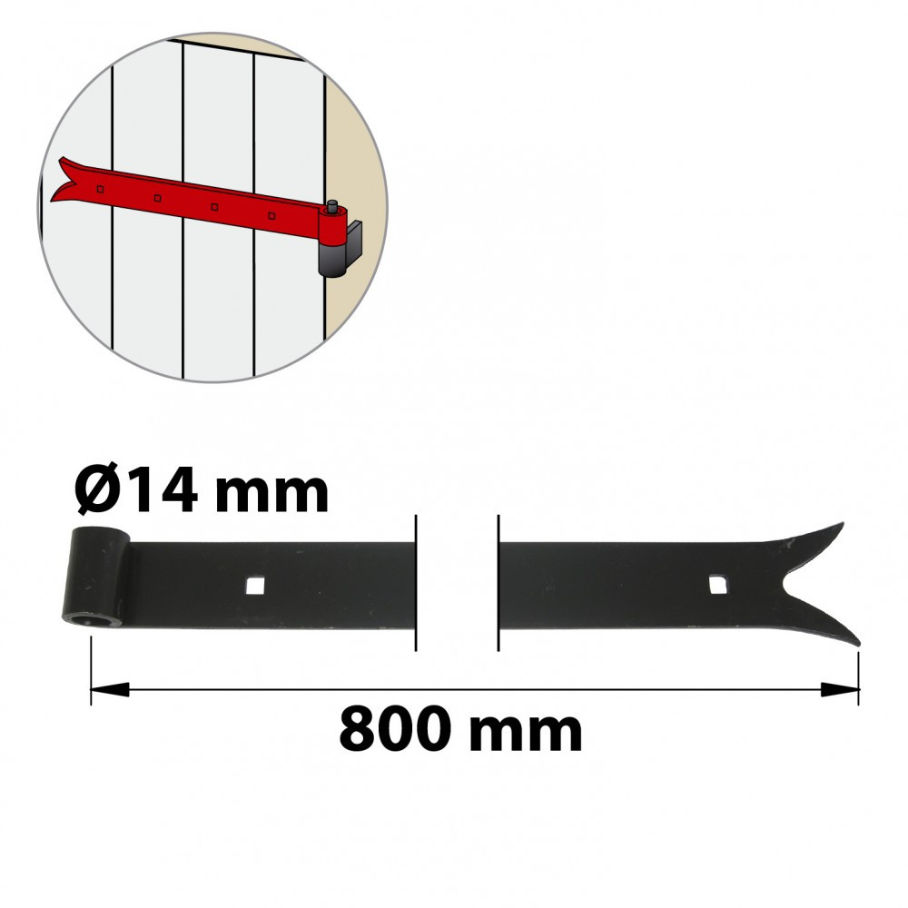 Penture bout queue de carpe acier Afbat Ø14 x .800 mm droite - vue 3