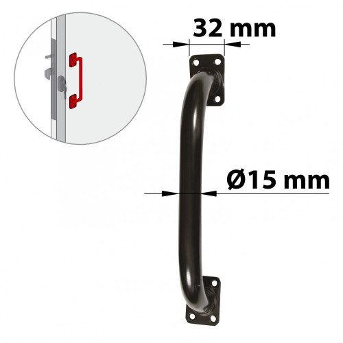 Poignée de tirage acier prépeint, H.180 x L.35 x P.64 mm - AFBAT