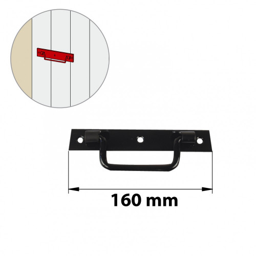 Poignée sur platine acier prépeint, H.25 x L.160 x P.10 mm - AFBAT