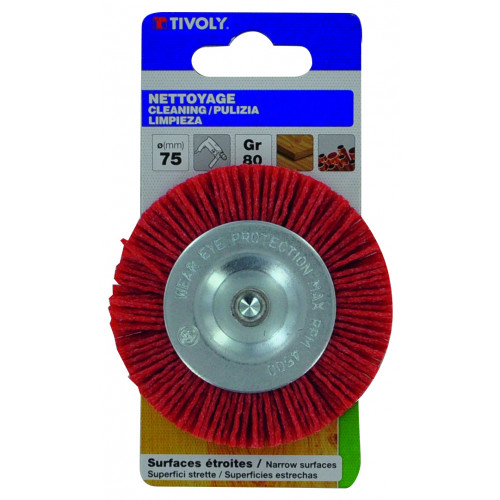 Polybrosse rouge circulaire pour bois TIVOLY, Diam.75 mm - TIVOLY