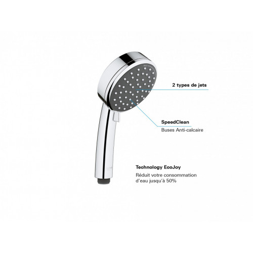 GROHE Pommeau de douche 1 jet, flexible et support, GROHE Vitalio