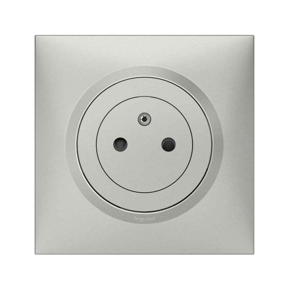 Prise avec terre affleurante complet Dooxie, LEGRAND, aluminium