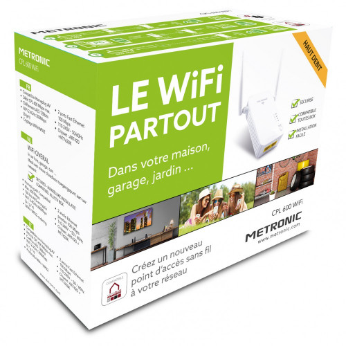 Prise CPL + Wifi 600 MBITS pour gigogne, METRONIC - Metronic