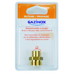 Raccord 1 pièce pour gaz butane / propane à souder, Mâle x Diam.12 mm, GAZINOX - GAZINOX