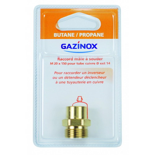 Raccord 1 pièce pour gaz butane / propane à souder, Mâle x Diam.14 mm, GAZINOX - GAZINOX