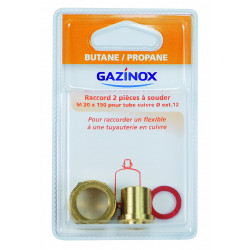 Raccord 2 pièces pour gaz butane / propane à souder, Mâle x Diam.12 mm, GAZINOX - GAZINOX