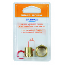 Raccord 2 pièces pour gaz butane / propane à souder, Mâle x Diam.14 mm, GAZINOX - GAZINOX
