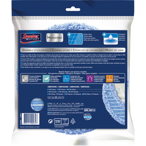 Recharge balai plat SPONTEX EXPERT microfibre - SPONTEX EXPERT
