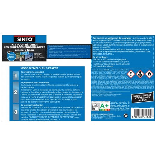 Résine Sinto materiaux kit reparation SINTO, 250 ml - SINTO