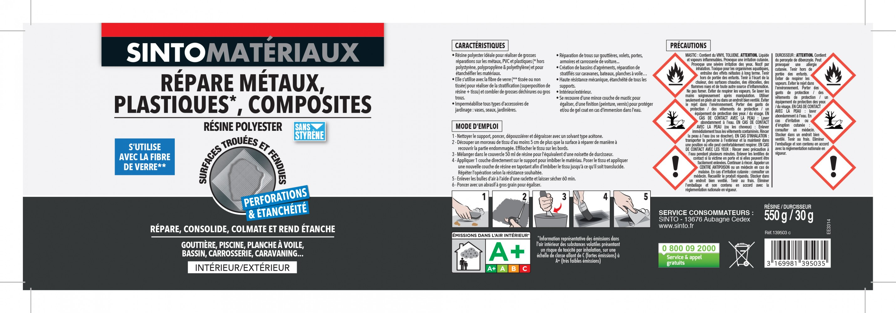 Résine Polyester Pré-accélérée Sinto - Flacon De 500ml Pour Moulage
