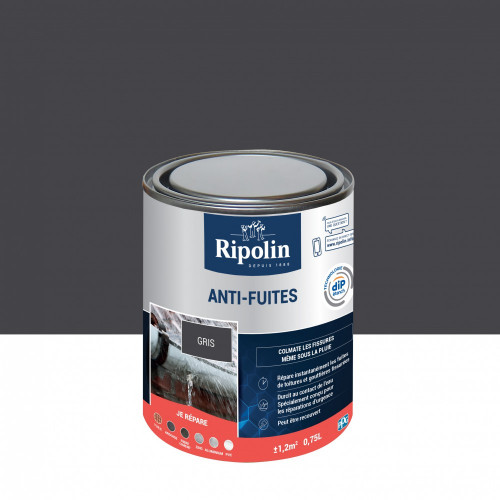 Revêtement d'étanchéité, RIPOLIN Anti-fuites toiture&goutière gris 0,75 L - RIPOLIN